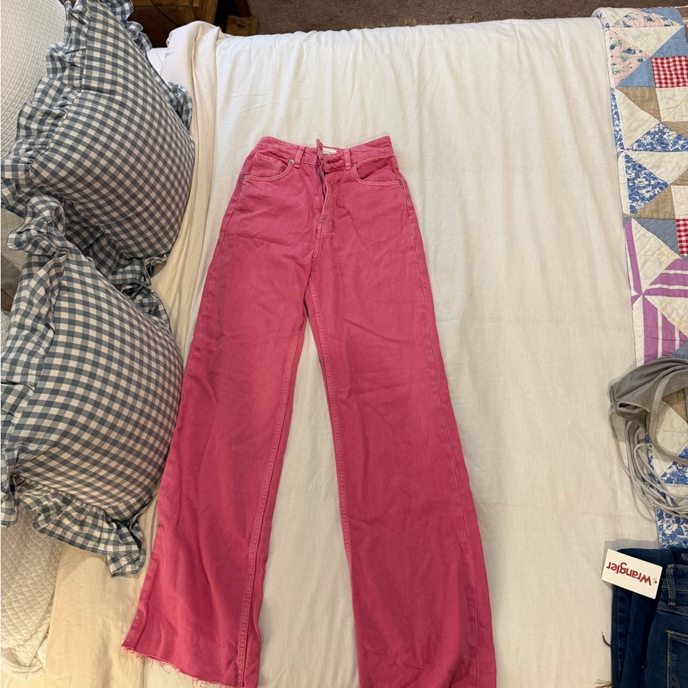Zara Vibrant Pink Denim Pants